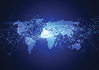 Global network connection. World map point and line composition concept of global business. Vector Illustration - 766938367