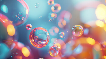 Liquid Bubble on water background abstract with Generative Ai.