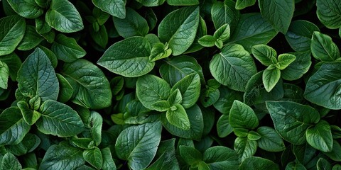 Green Leafy Organic Texture Close-Up - obrazy, fototapety, plakaty