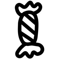 Wrapped candy silhouette symbol. Tasty sugar dessert food childish celebration.