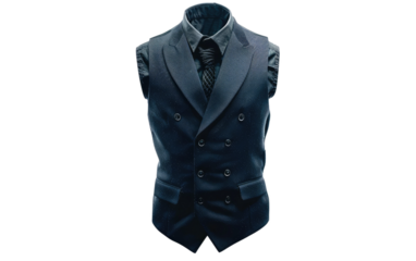 Sleeveless Jacket in Deep Blue Hue isolated on transparent Background