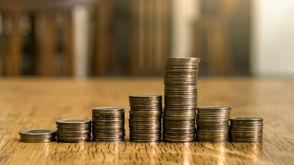 Stack of Coins Arranged in Bar Graph Formation