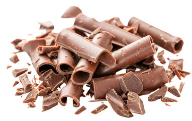 Tempting Chocolate Swirls and Chunks isolated on transparent Background