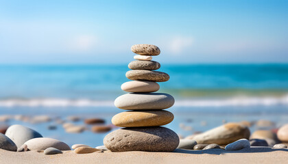 A stack of rocks on a beach