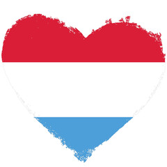 Luxembourg flag in heart shape isolated on transparent background.