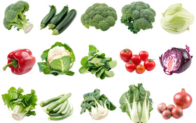 Diverse Varieties of Vegetables isolated on transparent Background