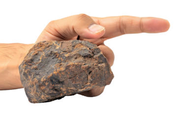 Indications of Hammer or Stone Revealed by a Hand isolated on transparent Background