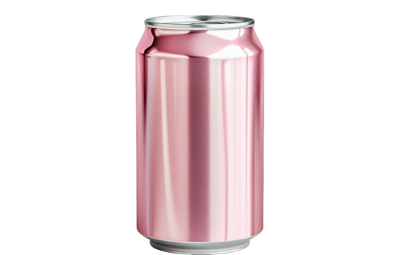Pink-Hued Aluminum Can isolated on transparent Background