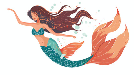 Mermaid Flat vector isolated on white background r