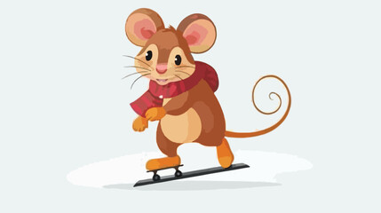 Mouse Skating Flat vector isolated on white background