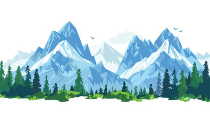 Mountains Sky and Trees Nature Landscape Digital Art
