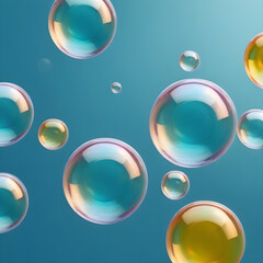 gradient soap bubbles on a light blue background. romantic background