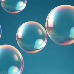 gradient soap bubbles on a light blue background. romantic background