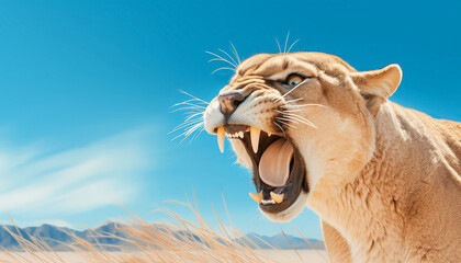 A tiger is roaring in the wild - Powered by Adobe