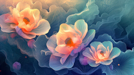Abstract floral background. Digital painting.