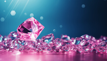 A pink diamond is on a pink background - obrazy, fototapety, plakaty