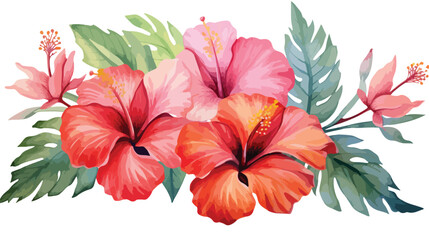 Paradise Flower Watercolor Flat vector 