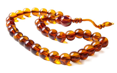 Prayer Beads Crafted from Amber Material isolated on transparent Background