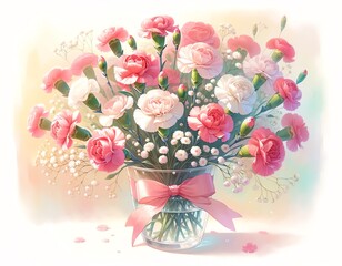 Watercolor of Carnation Flowers in Vase.jpg