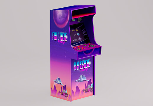 Perspective View Arcade Machine Mockup