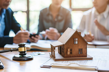 Insurance broker or lawyer providing legal advice to a couple about home purchase or rental
