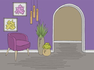 Room graphic color home interior sketch illustration vector 