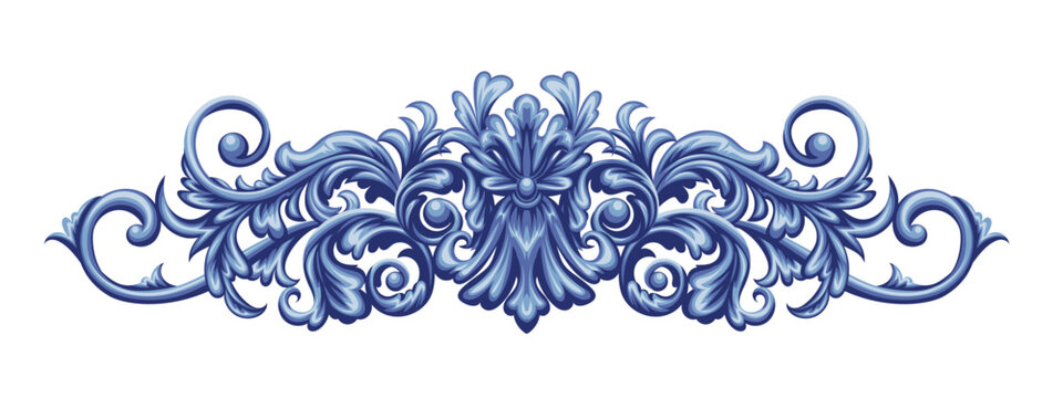 Decorative vignette with blue scrolls in victorian style