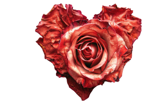 Rose with Heart-Shaped Petals isolated on transparent Background