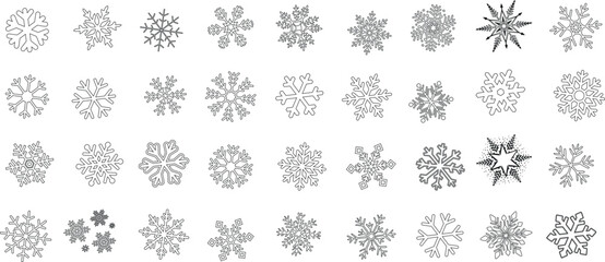 Snowflake collection, winter holiday decoration, intricate designs, festive seasonal pattern, unique frosty elegance