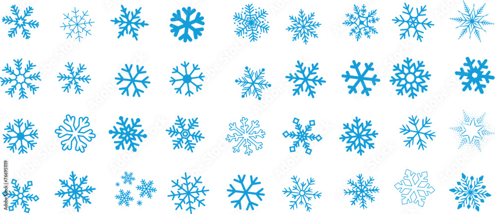 Wall mural set of snowflake vector icons