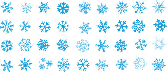 set of snowflake vector icons