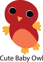 Vector Art & Illustration Cute Owl  in Red and Yellow color 