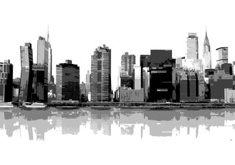 NEW YORK SILHOUETTE. Illustration vectorielle graphique d'architecture urbaine