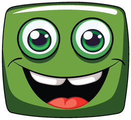 Vector illustration of a cheerful green square face