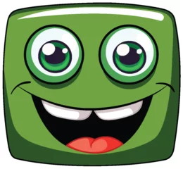 Foto op Canvas Vector illustration of a cheerful green square face © GraphicsRF