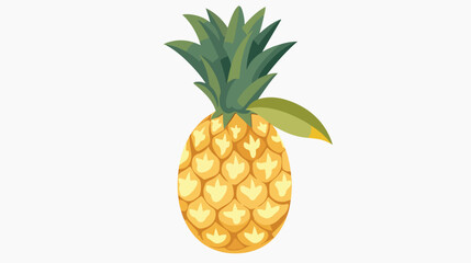 Pineapple With Leaf Attached vector illustration Flat