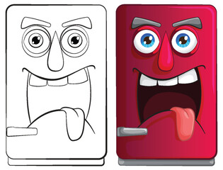 Cartoon fridges with expressive faces and personalities