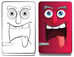 Rolgordijnen Cartoon fridges with expressive faces and personalities © GraphicsRF