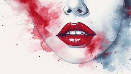 A close up of a woman's lips with red lipstick