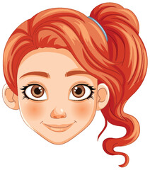 Illustration of a cheerful young redhead girl