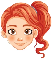 Tuinposter Illustration of a cheerful young redhead girl © GraphicsRF