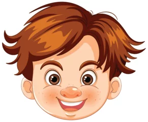 Rolgordijnen Vector graphic of a happy young boy smiling © GraphicsRF
