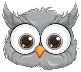 Fotobehang Adorable grey owl with big eyes illustration © GraphicsRF