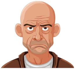 Deurstickers Vector illustration of a man with a grumpy expression. © GraphicsRF