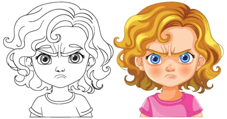 Fotobehang Vector illustration of a child showing anger © GraphicsRF