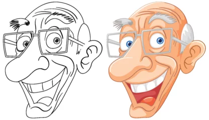 Fotobehang Two caricature faces showing different emotions © GraphicsRF