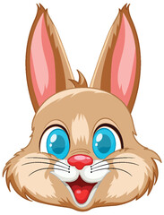 Cheerful brown rabbit with big blue eyes.