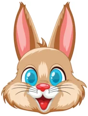 Gordijnen Cheerful brown rabbit with big blue eyes. © GraphicsRF
