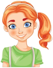 Deurstickers Vector illustration of a smiling young girl © GraphicsRF
