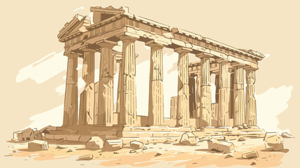 Pre-Greek ruined stone temple with columns. - obrazy, fototapety, plakaty